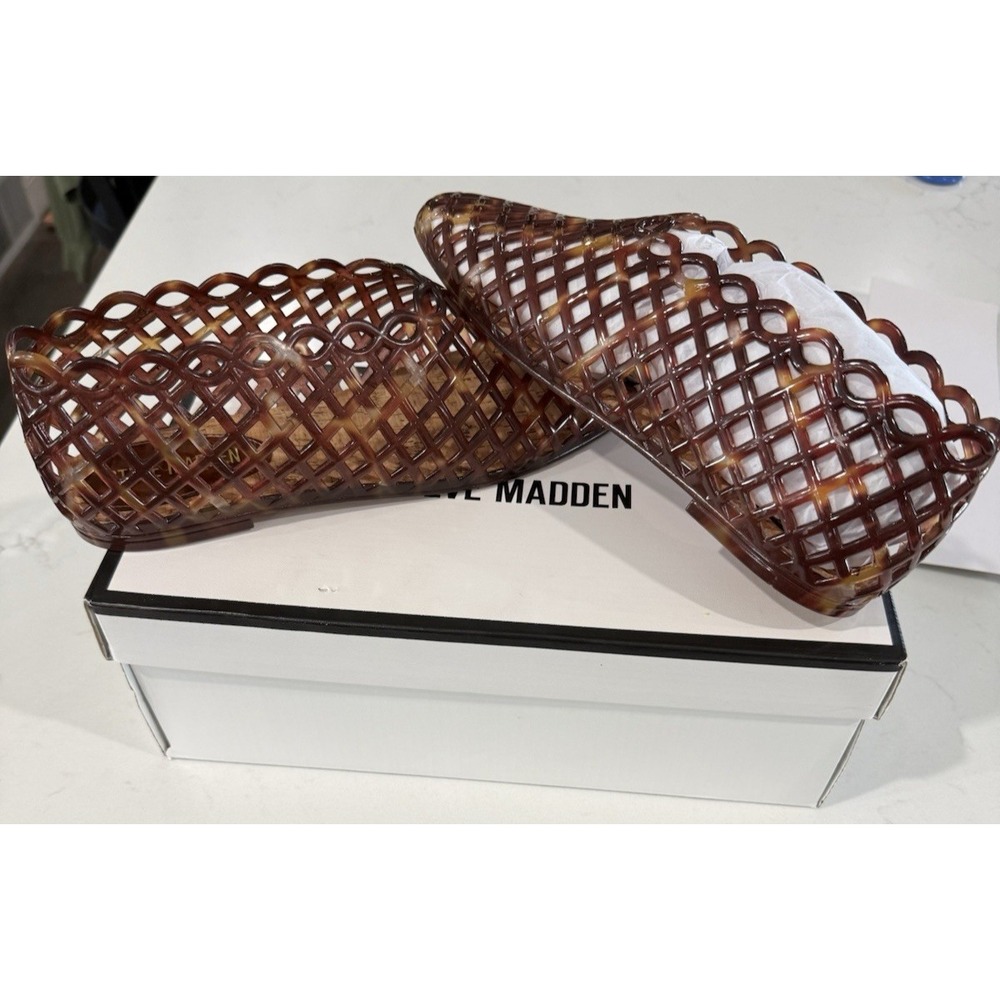 Steve Madden Grove Womens 9M Brown Jelly Caged Flats Slip On Sandals New In Box
